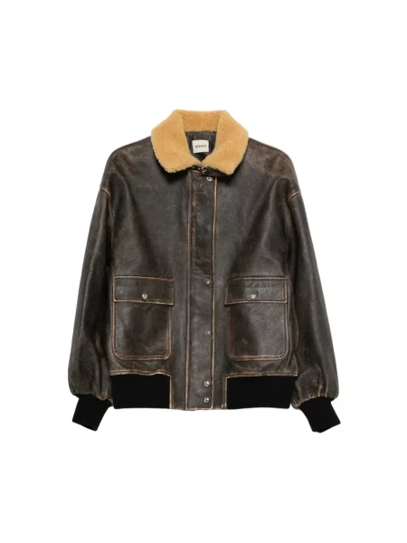 Kurtka skórzana Khaite brązowa