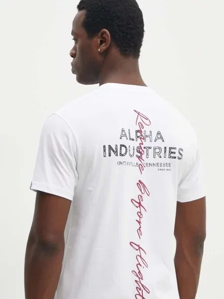 Тениска Alpha Industries с принт бяло