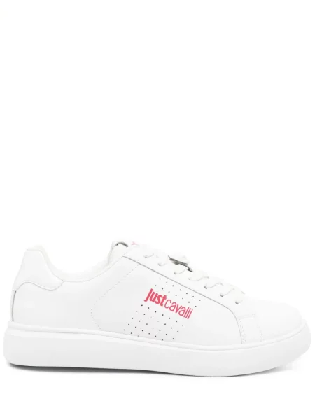 Sneakerși Just Cavalli din piele cu dungi de tigru alb