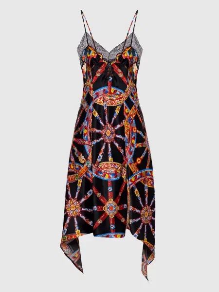 Шелковое платье Dolce&gabbana с принтом черное