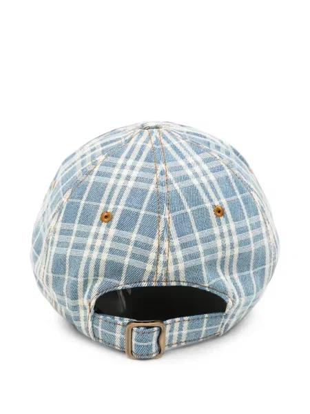 Șapcă Burberry în carouri din jacard albastru