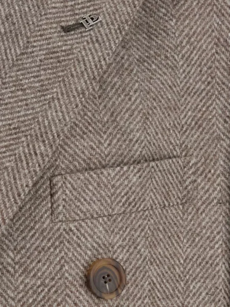 Palton Tagliatore cu model herringbone cu două rânduri de nasturi