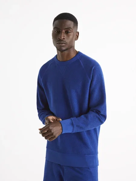 Pulover Celio cu glugă albastru