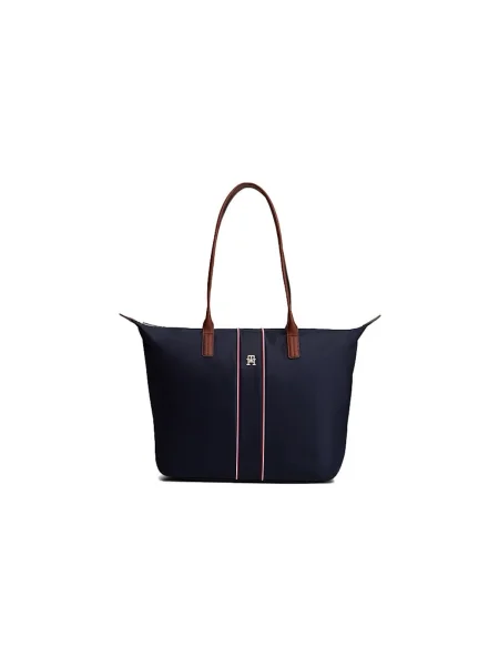 Bőr shopper táska Tommy Hilfiger kék