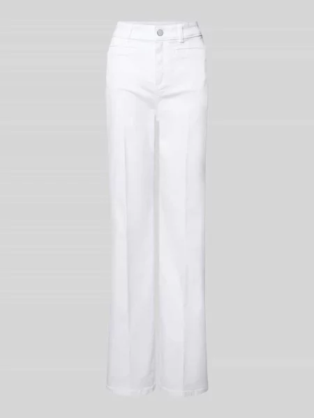 Jeansy w kroju wide fit z kantami Christian Berg Woman białe