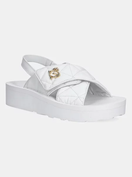 Sandale Love Moschino din piele cu platformă alb