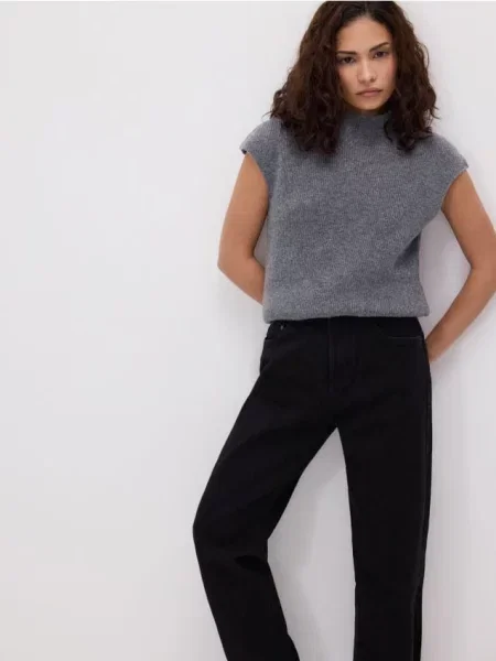 Reserved Джинси straight fit petite чорний