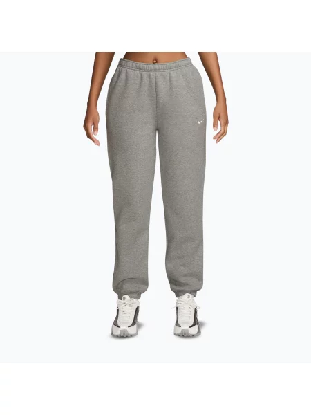 Pantaloni pentru femei Nike Studio Fleece dark grey heather/sail gri