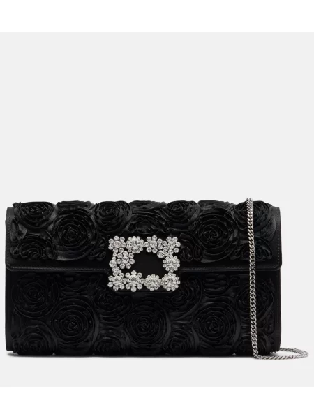 Satenska pisemska torbica Roger Vivier črna