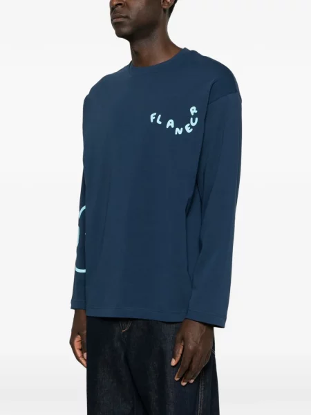 Lung tricou Flâneur cu imagine albastru