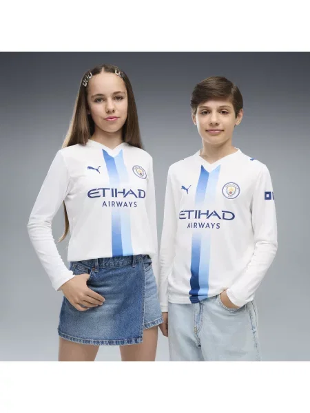 PUMA Młodzieżowa trzecia koszulka z długim rękawem Manchester City Odzież biały