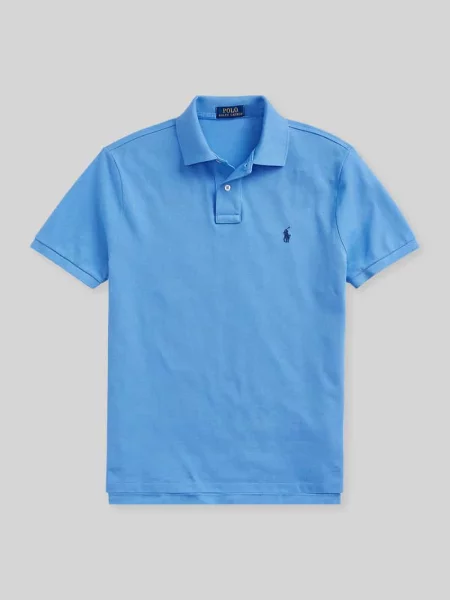 Koszulka polo o kroju slim fit z czystej bawełny Polo Ralph Lauren niebieskie