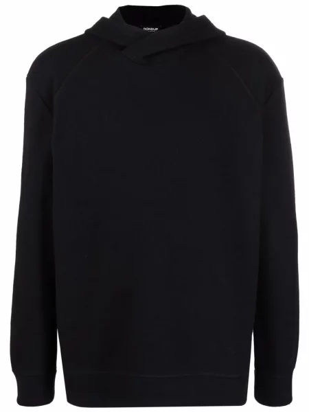 Vunena majica s kapuljačom Dondup crna