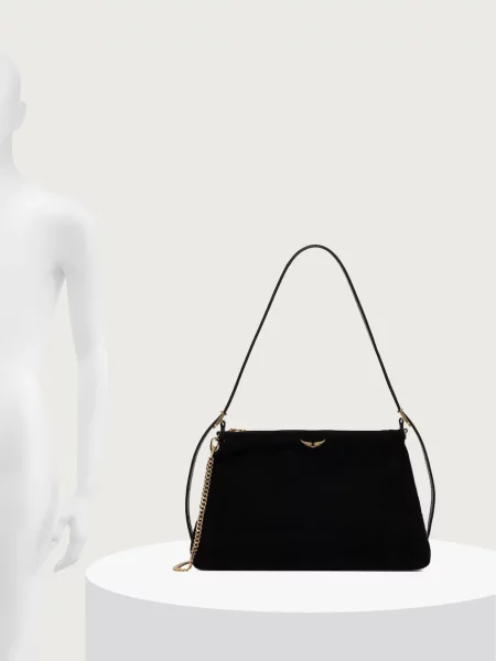 Zadig&Voltaire keresztpántos táska női velúrbőr JIM fekete