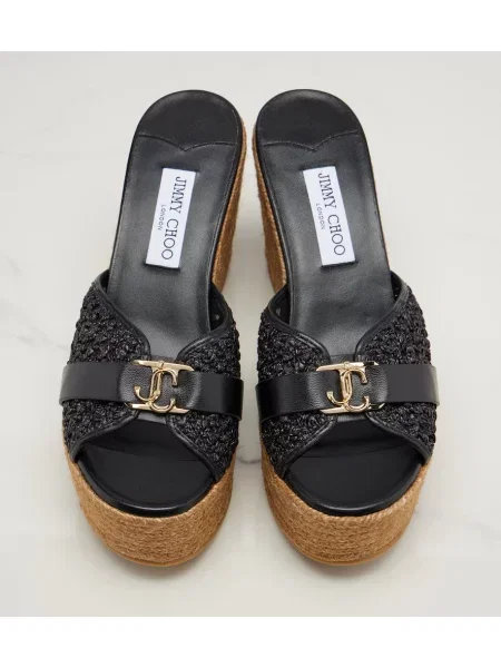 Usnjene mules Jimmy Choo s polno peto črna
