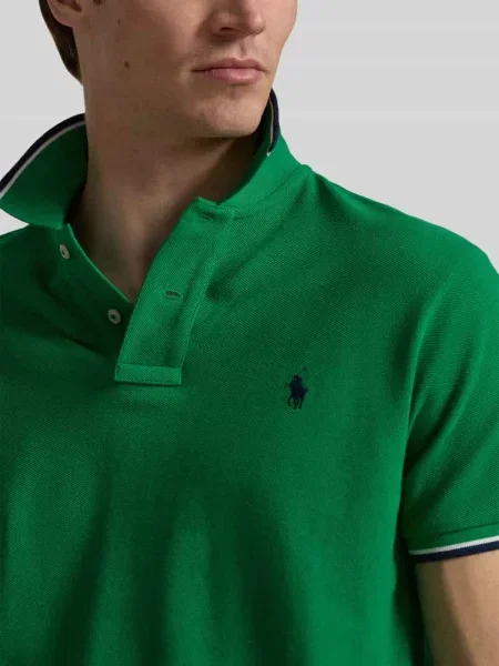 Koszulka polo o kroju slim fit z czystej bawełny Polo Ralph Lauren zielone