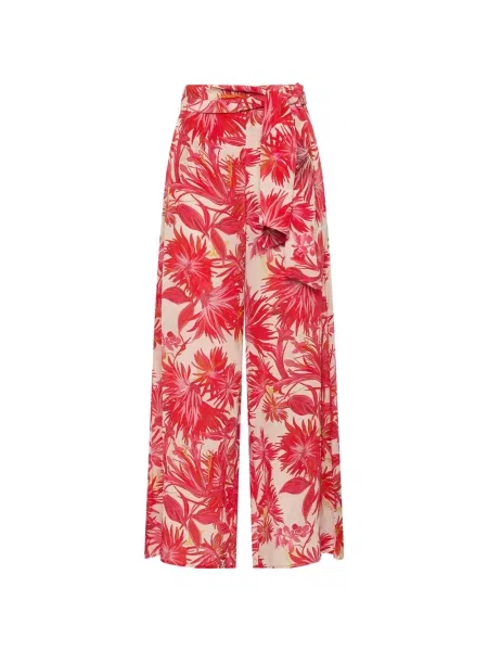 Pantaloni palazzo Maliparmi cu model floral cu imagine roșu