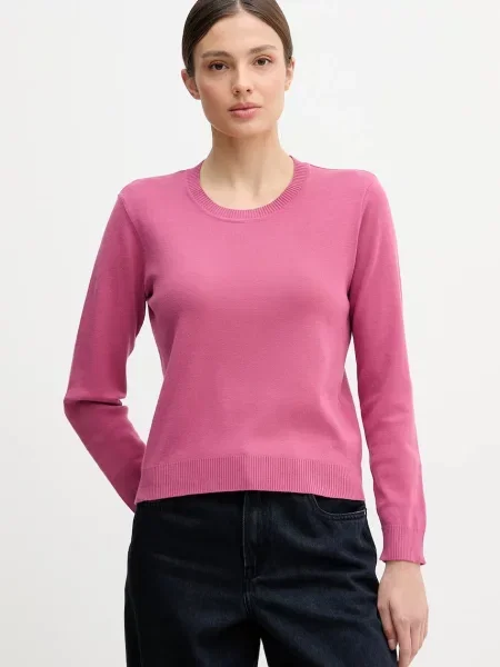 United Colors of Benetton pulover bombažen roza