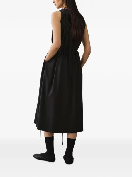 Rochie midi Less fără mâneci cu cordon negru
