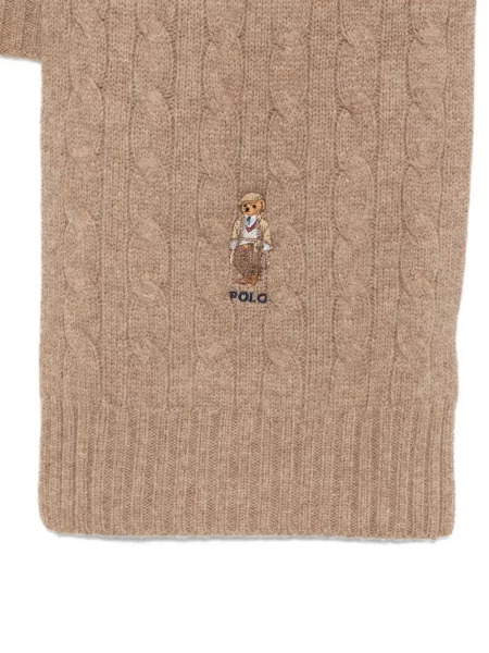 Fular Polo Ralph Lauren plisat cu broderie tricotate maro