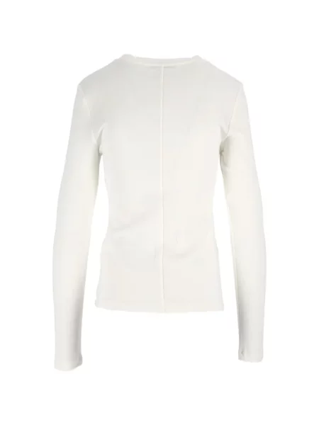 Lung tricou Eleh cu decolteu rotund alb