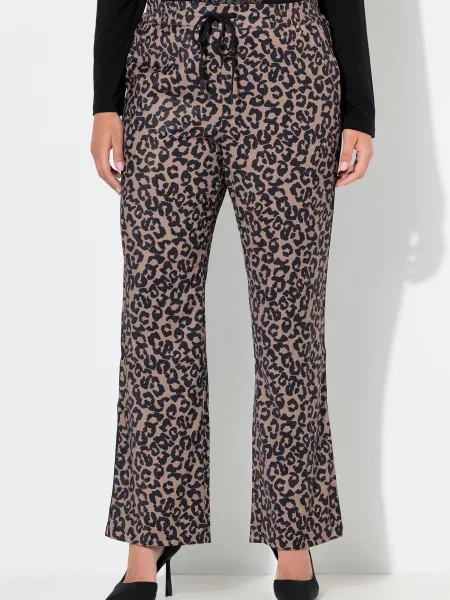 Ulla Popken Pantaloni maro deschis / amestecat negru