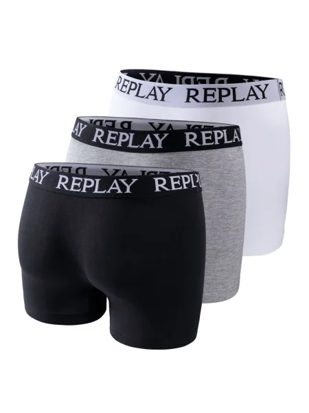 REPLAY Boxeralsók szürke melír / fekete fehér