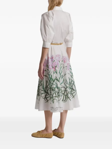 Sukienka koszulowa Alberta Ferretti w kwiatki z nadrukiem garniturowa biała