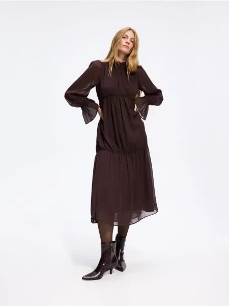 Reserved Rochie midi cu volane maro
