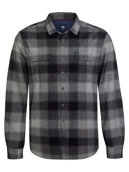 Petrol Industries Košeľa sivá / svetlosivá čierna