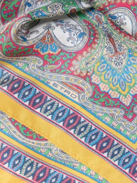 Fular Etro de mătase cu model floral alb