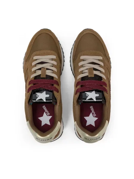 Sneakersy Sun68 z logo brązowe