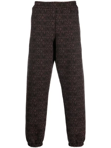 Pantaloni Moschino alergare cu autograf maro