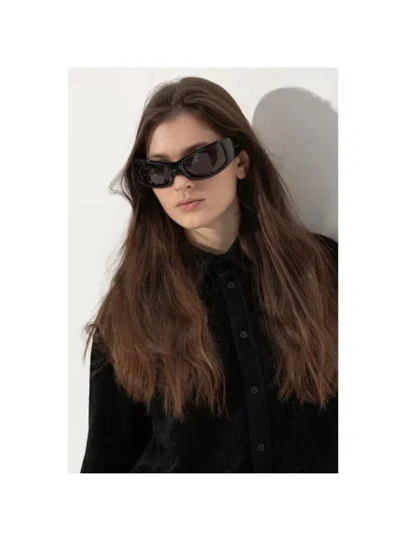 Lniane okulary przeciwsłoneczne Balenciaga czarne