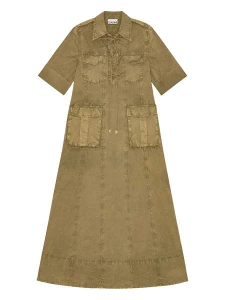 Rochie din denim Ganni până la genunchi de costum verde