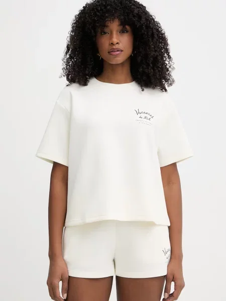 Karl Lagerfeld Tricou basic de damă cu modal bej