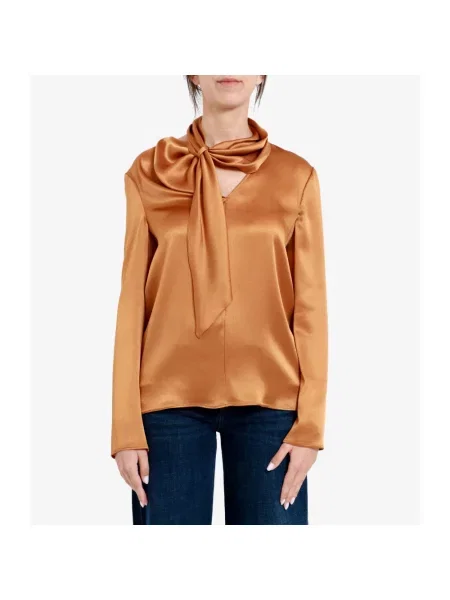 Jedwabna bluzka Alberta Ferretti brązowa