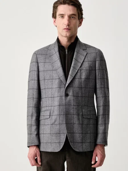 Hackett London jednořadé sako s vlnou šedé