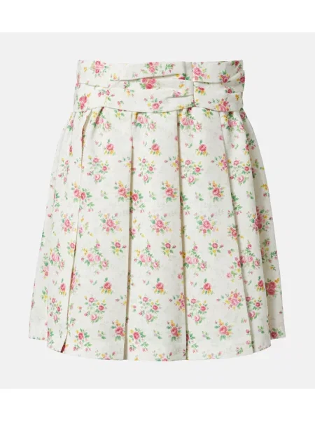 Fustă Shushu/tong cu model floral alb