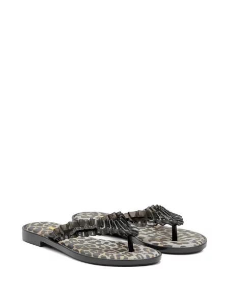 Șlapi Ganni cu imagine cu model leopard negru