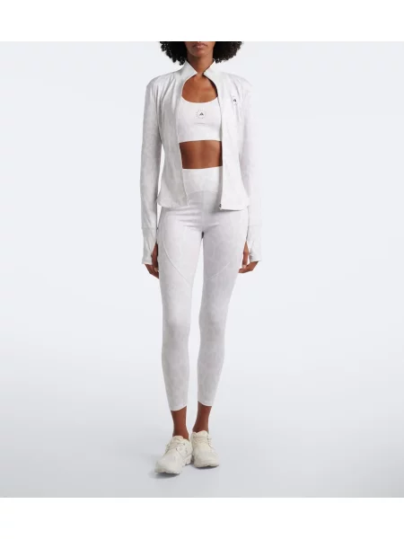 Športni nedrček Adidas By Stella Mccartney s potiskom z leopardjim vzorcem bela