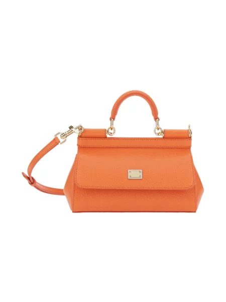 Torebka Dolce And Gabbana skórzana pomarańczowa