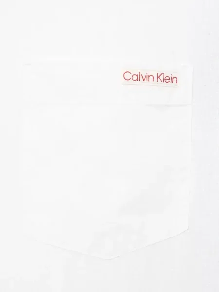 Льняной повседневный джинсовая рубашка Calvin Klein Jeans белый
