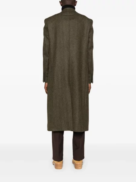 Palton Sunflower cu model herringbone verde