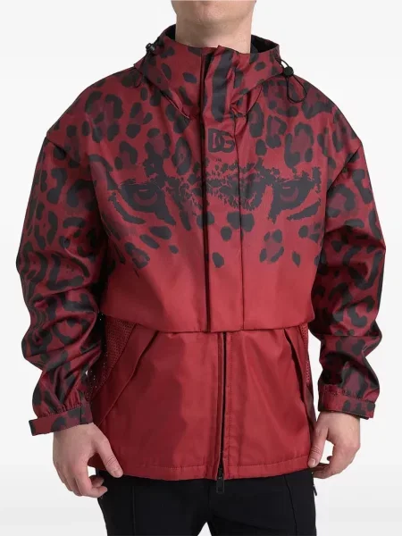 Geacă Dolce & Gabbana cu imagine cu model leopard roșu