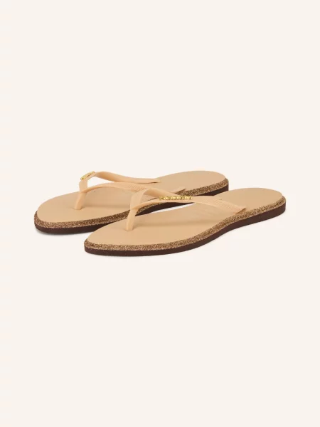 Havaianas Prstové Sandály Slim Point Glitter hnědá / zlatá béžová