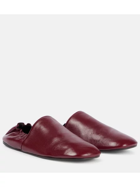Pantofi loafer Khaite din piele slip-on bordo