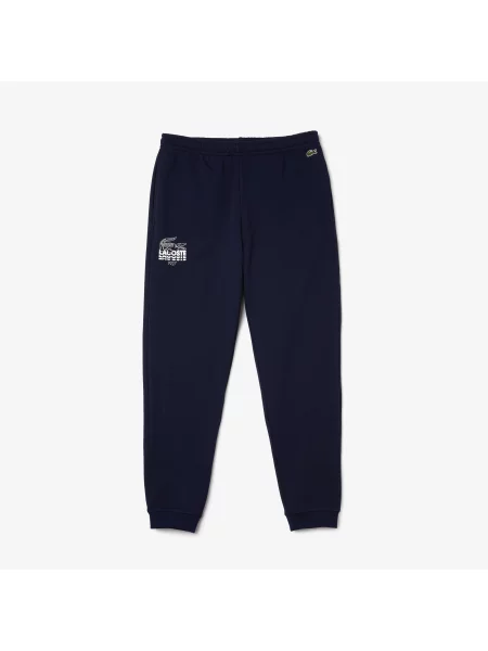 Lacoste Spodnie Dresowe Z Nadrukiem Tapered Fit granatowe