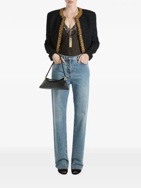 Geacă Balmain cu broderie din tweed negru