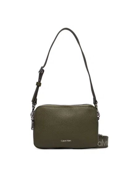 Geantă Calvin Klein Webbing 2X Strap Camera Bag închis verde